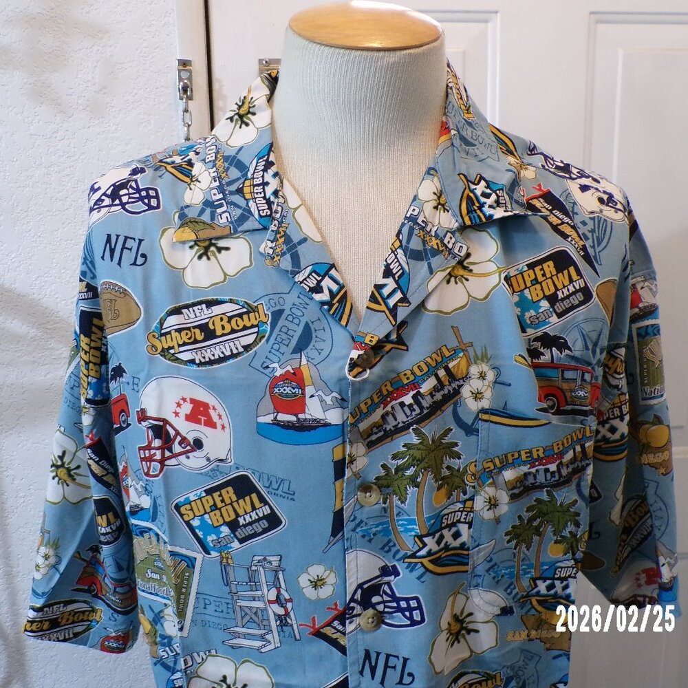 NFL SUPER BOWL XXXVII 2004 AFC/NFC SAN DIEGO CALIFORNIA CASUAL LOUNGE CAMP SHIRT